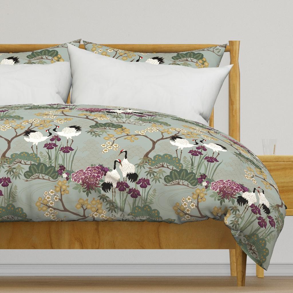 Duvet Covers |   24 in Japanese Garden Sage with Plum and Gold Duvet Cover Bedding 24 In Japanese Garden Sage With Plum And Gold