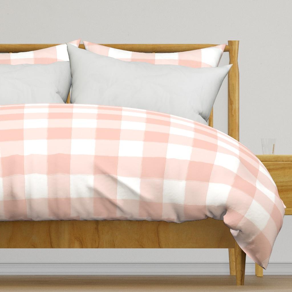 Duvet Covers |   Large Blush Pink Buffalo Check Gingham Duvet Cover Bedding Duvet Covers