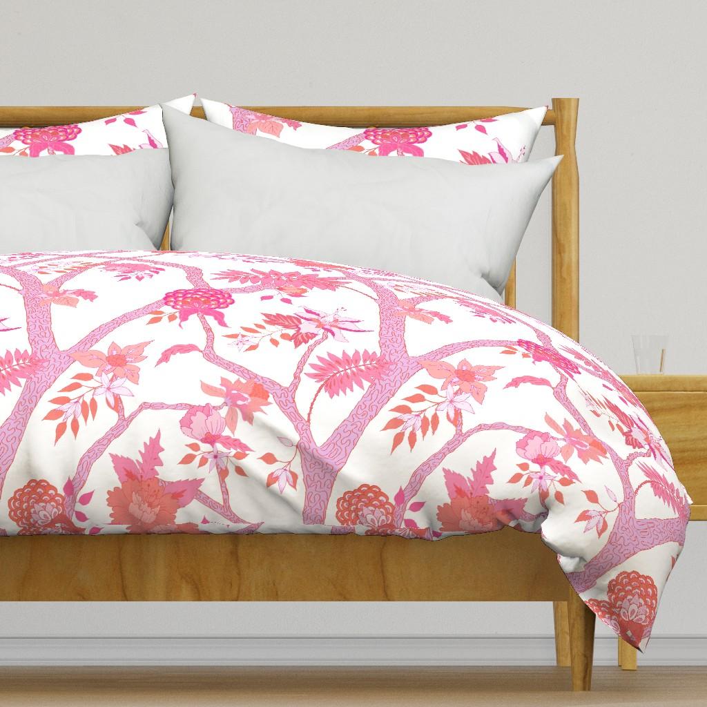 Duvet Covers |   Peony Branch Mural- Pinks and Oranges Duvet Cover Bedding Duvet Covers