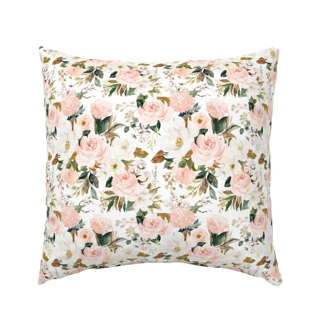 Euro Pillow Shams |   10″ Vintage Magnolia Florals // White Euro Pillow Sham Bedding Euro Pillow Shams