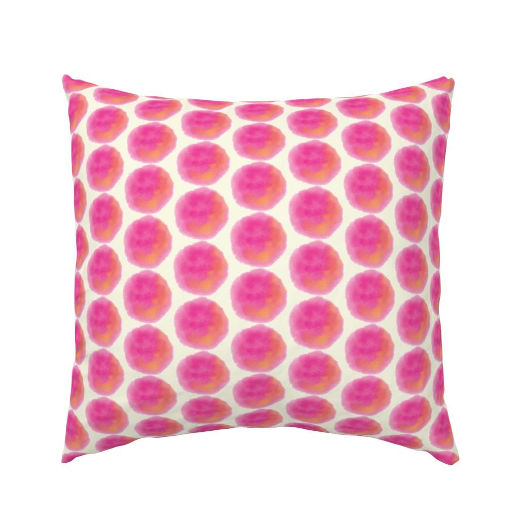 Euro Pillow Shams |   15-05C Jumbo Orange Pink Watercolor Spots Polka Dots on Off-white Cream large scale _Miss Chiff Designs Euro Pillow Sham Bedding Euro Pillow Shams