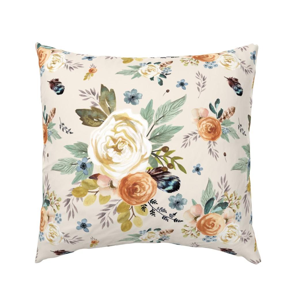 Euro Pillow Shams |   18″  Western Autumn / More Florals /Ivory Euro Pillow Sham Bedding 18" Western Autumn , More Florals ,Ivory