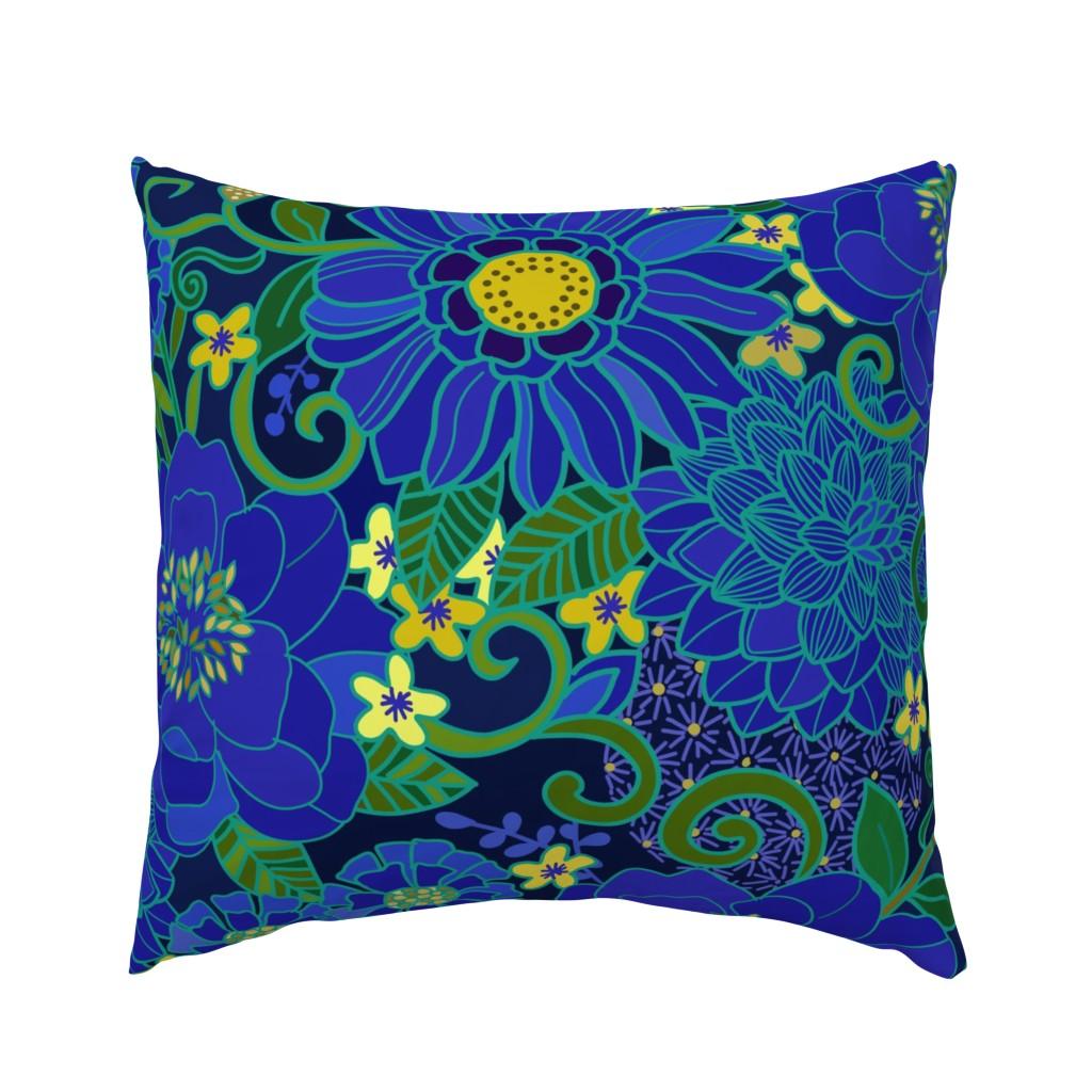 Euro Pillow Shams |   1970s Floral Sapphire Large Euro Pillow Sham Bedding 1970S Floral Sapphire Large