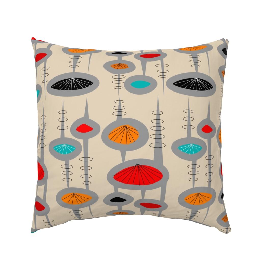 Euro Pillow Shams |   Atomic Space Age Cream Euro Pillow Sham Bedding Euro Pillow Shams