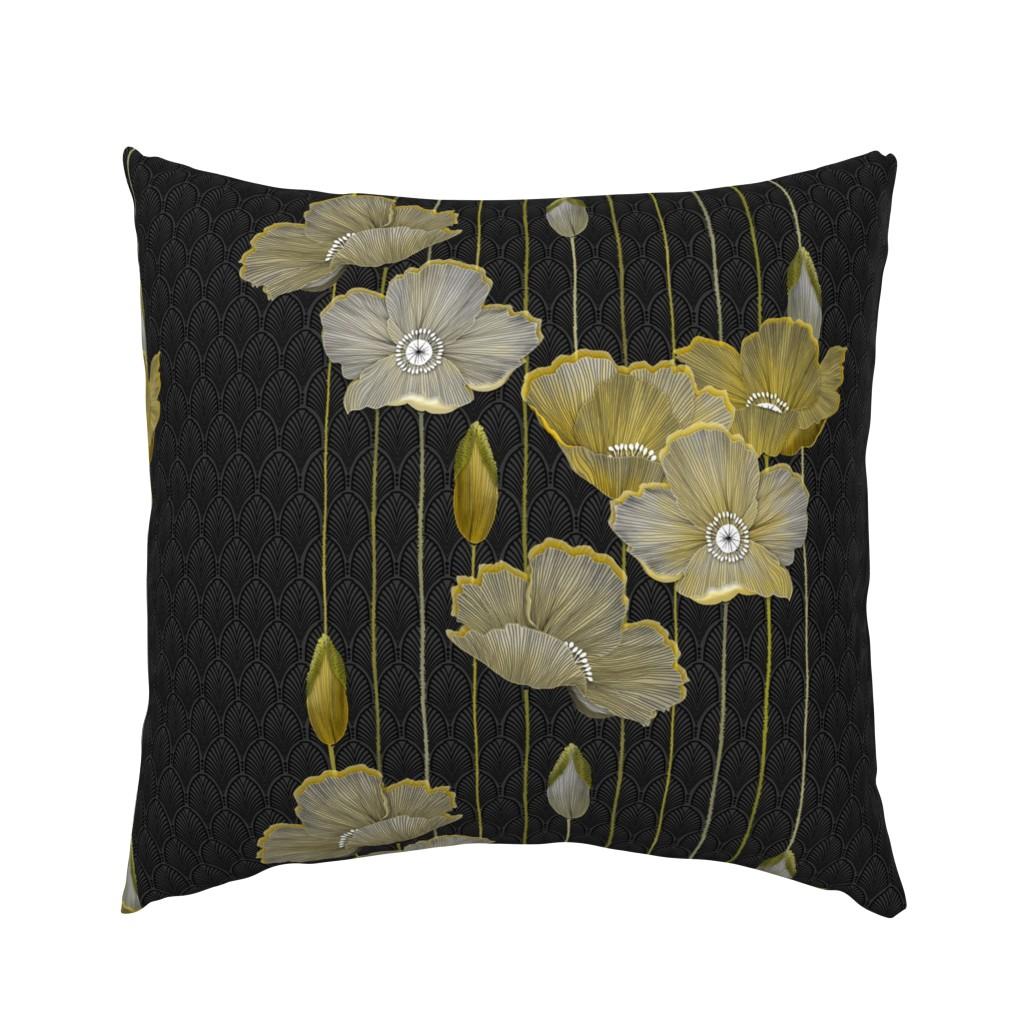 Euro Pillow Shams |   Big Golden Poppies Version 2  Euro Pillow Sham Bedding Big Golden Poppies Version 2