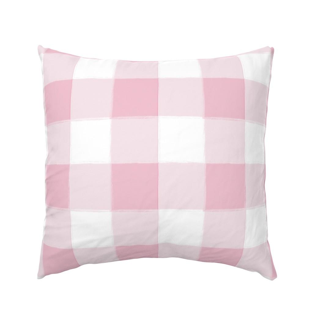 Euro Pillow Shams |   Large Azalea Pink Buffalo Check Gingham Euro Pillow Sham Bedding Euro Pillow Shams