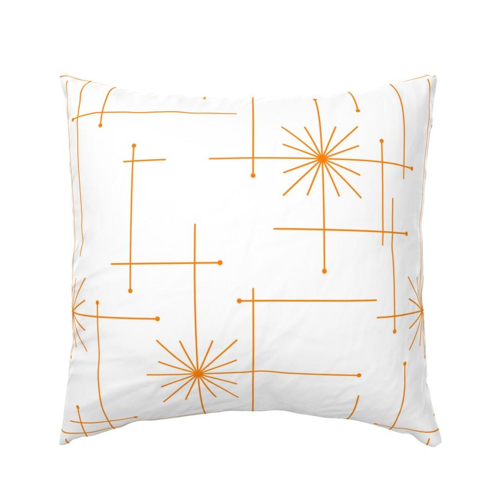 Euro Pillow Shams |   Orbs Starburst – White/Orange **CUSTOM SIZE Euro Pillow Sham Bedding Euro Pillow Shams