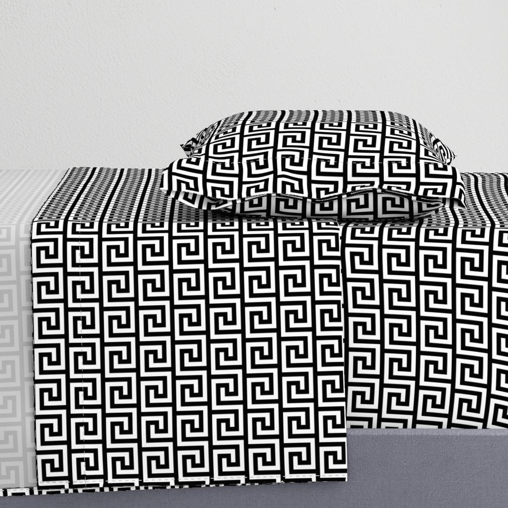 Sheet Sets |   2″ Greek Key Pattern | Black and White Collection Sheet Set Bedding 2" Greek Key Pattern