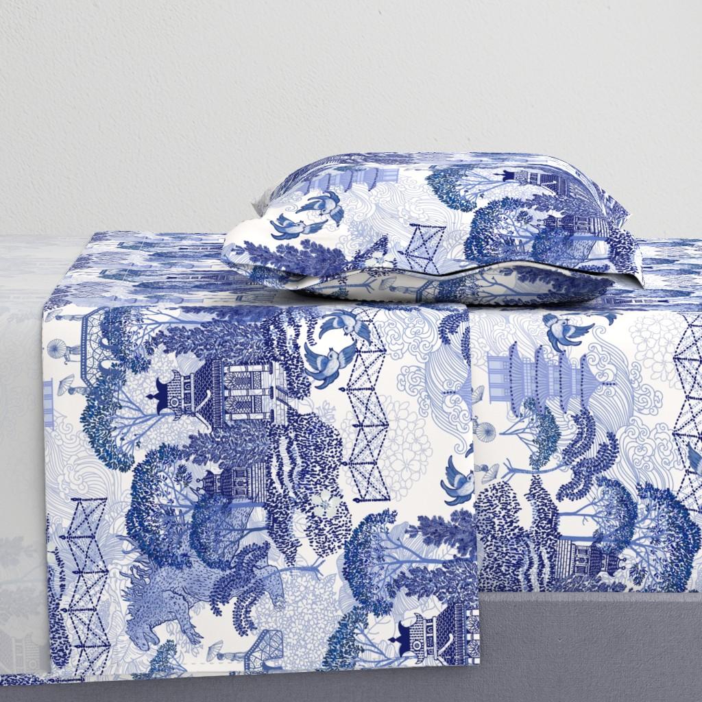 Sheet Sets |   24X24 BLUE WILLOW GODZILLA Sheet Set Bedding 24X24 Blue Willow Godzilla