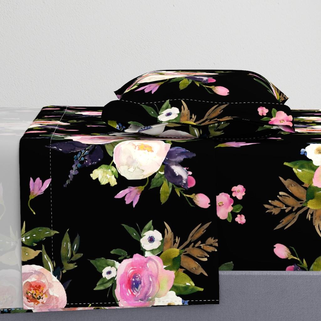 Sheet Sets |   36″ Colette Blooms – Black Sheet Set Bedding Sheet Sets