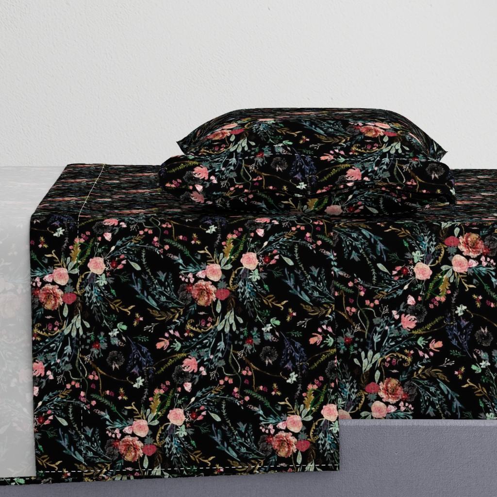 Sheet Sets |   Fable  Floral (black) MED  Sheet Set Bedding Fable Floral (Black) Med