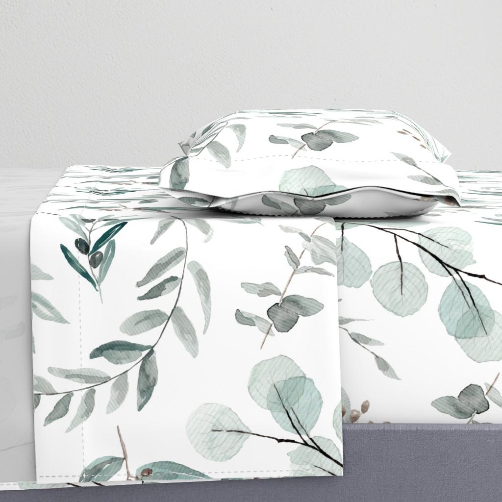 Sheet Sets |   JUMBO Botanical Wallpaper Eucalyptus Native Edition 1 Large Scale Wallpaper Sheet Set Bedding Sheet Sets