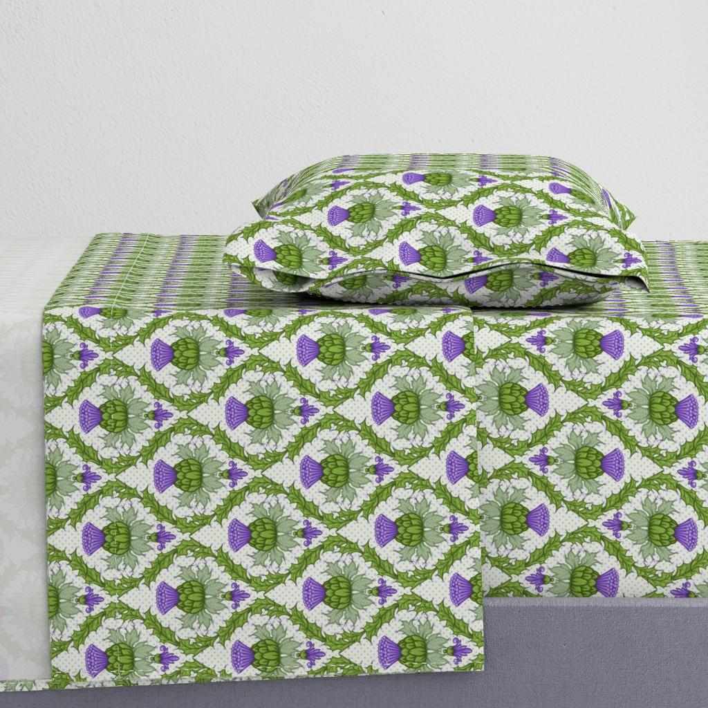 Sheet Sets |   Scottish Thistle Damask Sheet Set Bedding Sheet Sets