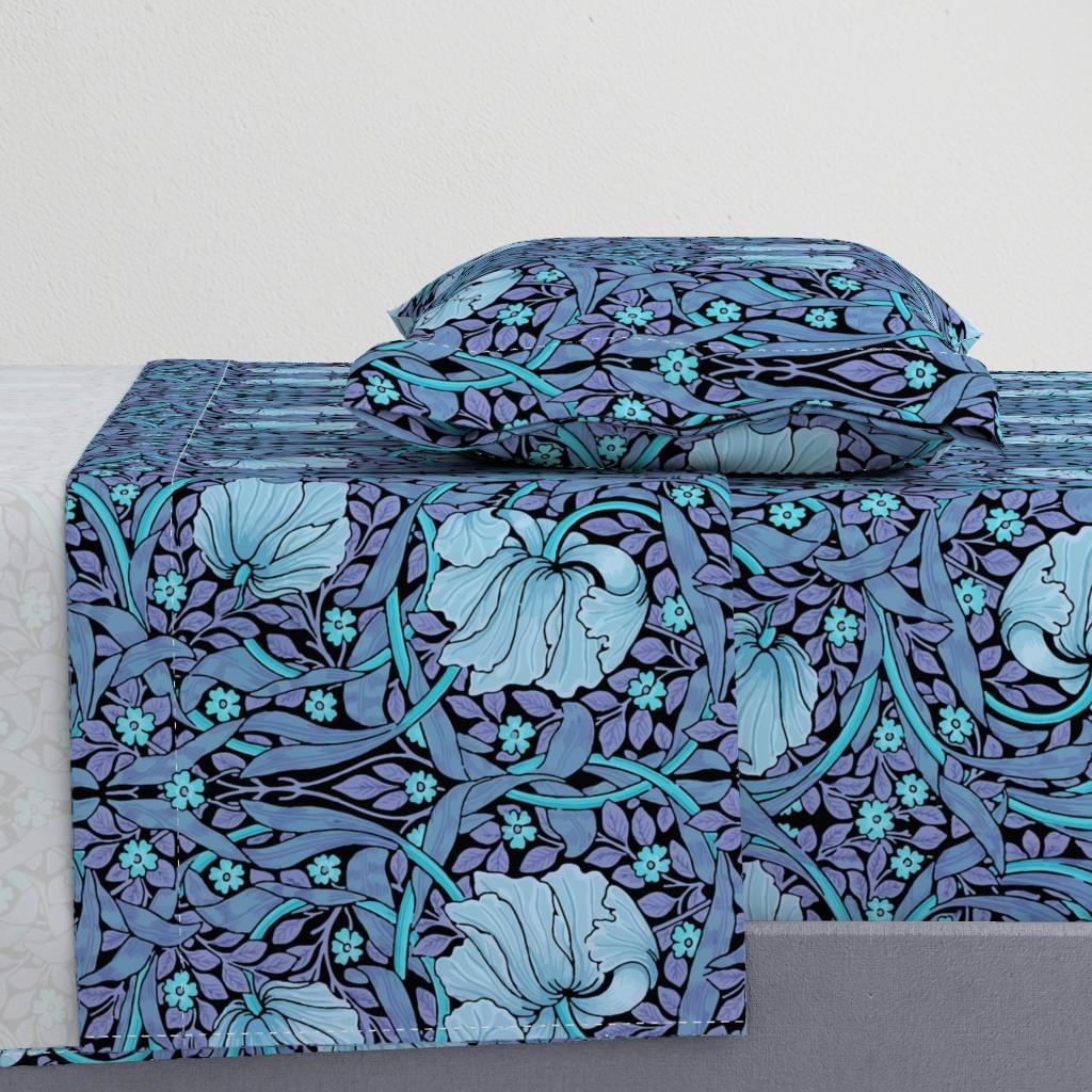 Sheet Sets |   William Morris ~ Antiqued Pimpernel ~ Twilight on Black  Sheet Set Bedding Sheet Sets