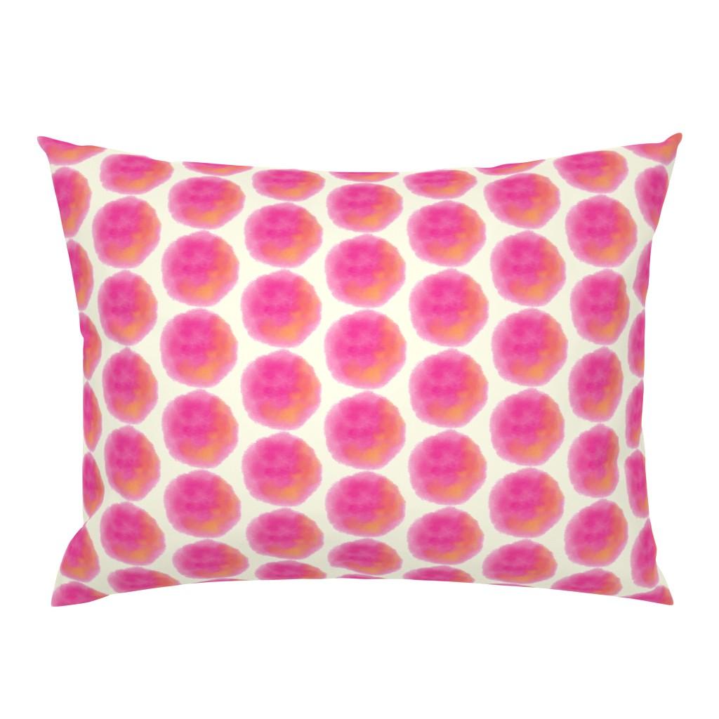 Standard Pillow Shams |   15-05C Jumbo Orange Pink Watercolor Spots Polka Dots on Off-white Cream large scale _Miss Chiff Designs Standard Pillow Sham Bedding Standard Pillow Shams