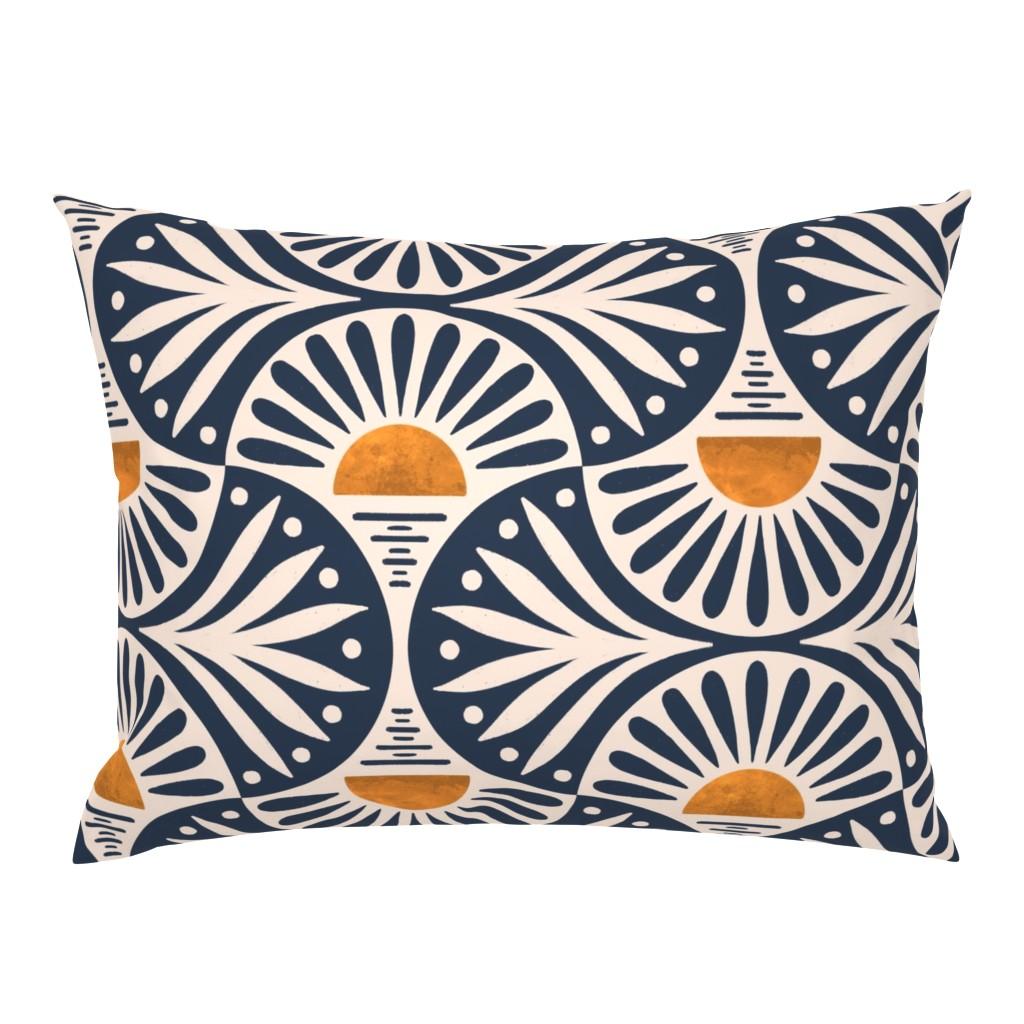 Standard Pillow Shams |   Art Deco Sunset And Leaves Standard Pillow Sham Bedding Art Deco Sunset And Leaves