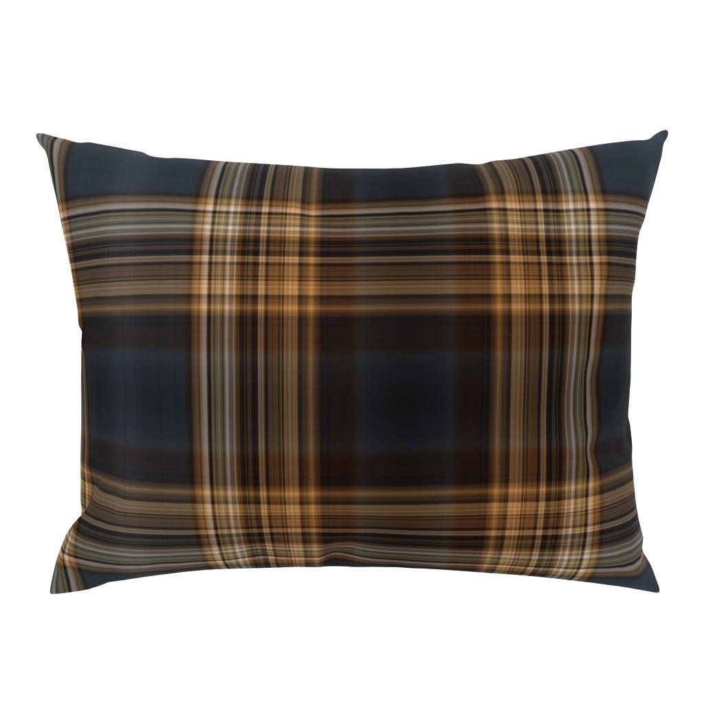 Standard Pillow Shams |   Dark Blue and Brown Fine Line Plaid – Large Scale for Wallpaper and Home Decor Standard Pillow Sham Bedding Standard Pillow Shams