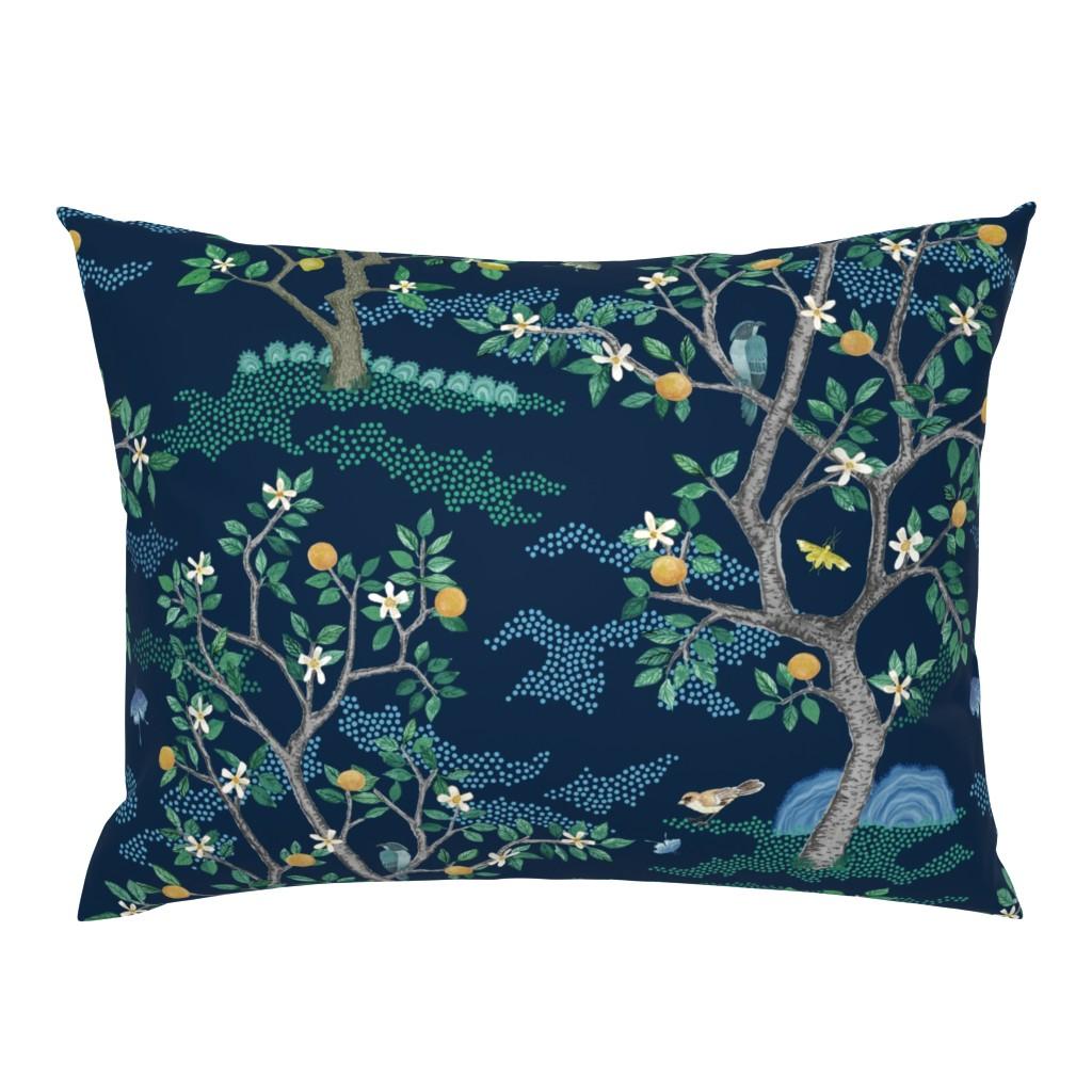 Standard Pillow Shams |   Multi Citrus Grove Toile Navy Standard Pillow Sham Bedding Multi Citrus Grove Toile Navy