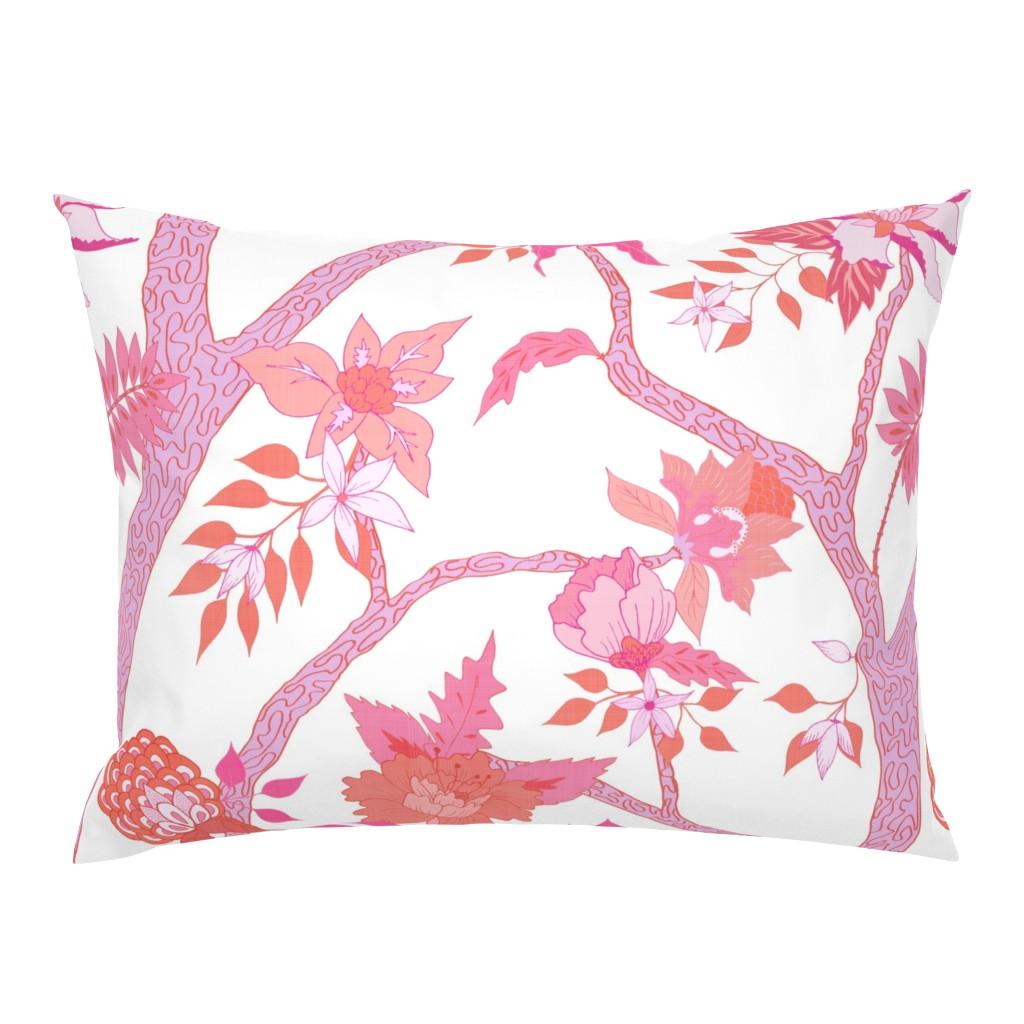 Standard Pillow Shams |   Peony Branch Mural- Pinks and Oranges Standard Pillow Sham Bedding Peony Branch Mural- Pinks And Oranges