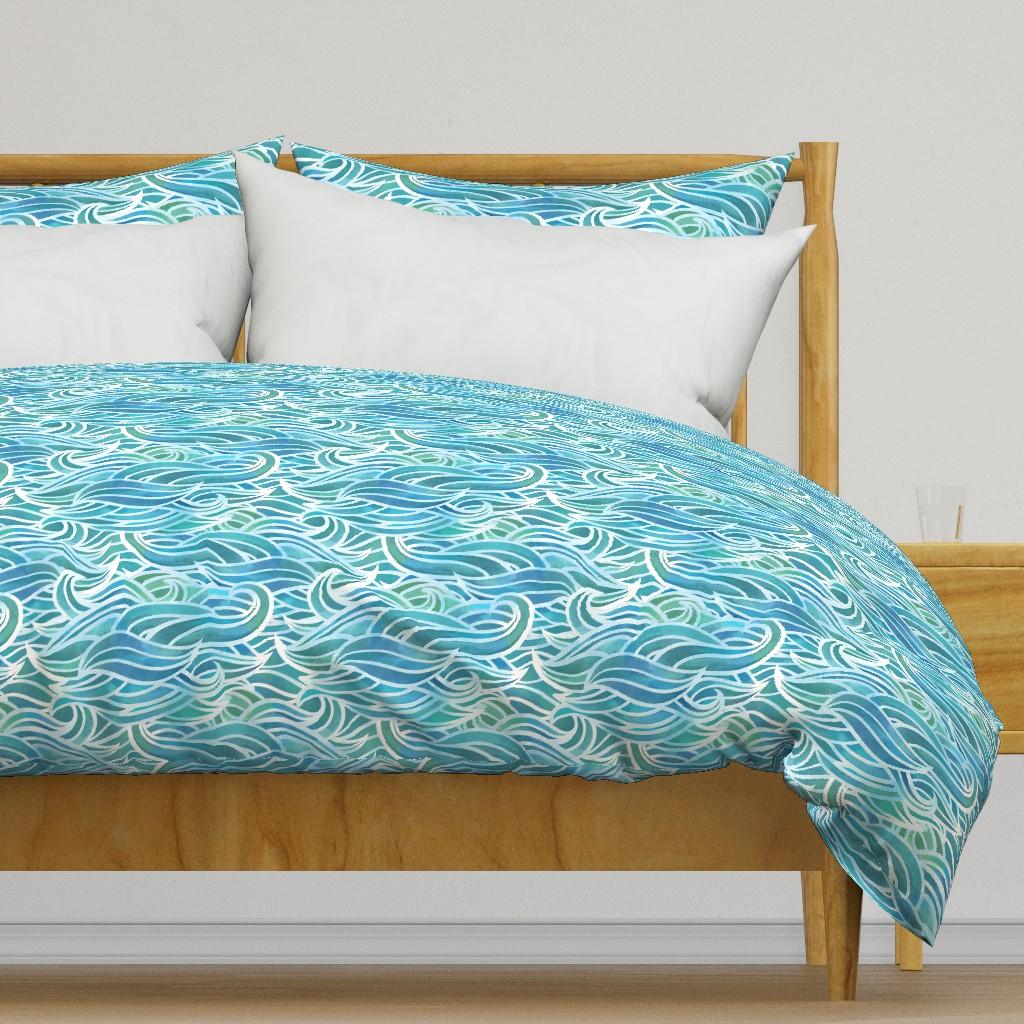 Duvet Covers |   Abstract watercolor waves Duvet Cover Bedding Abstract Watercolor Waves