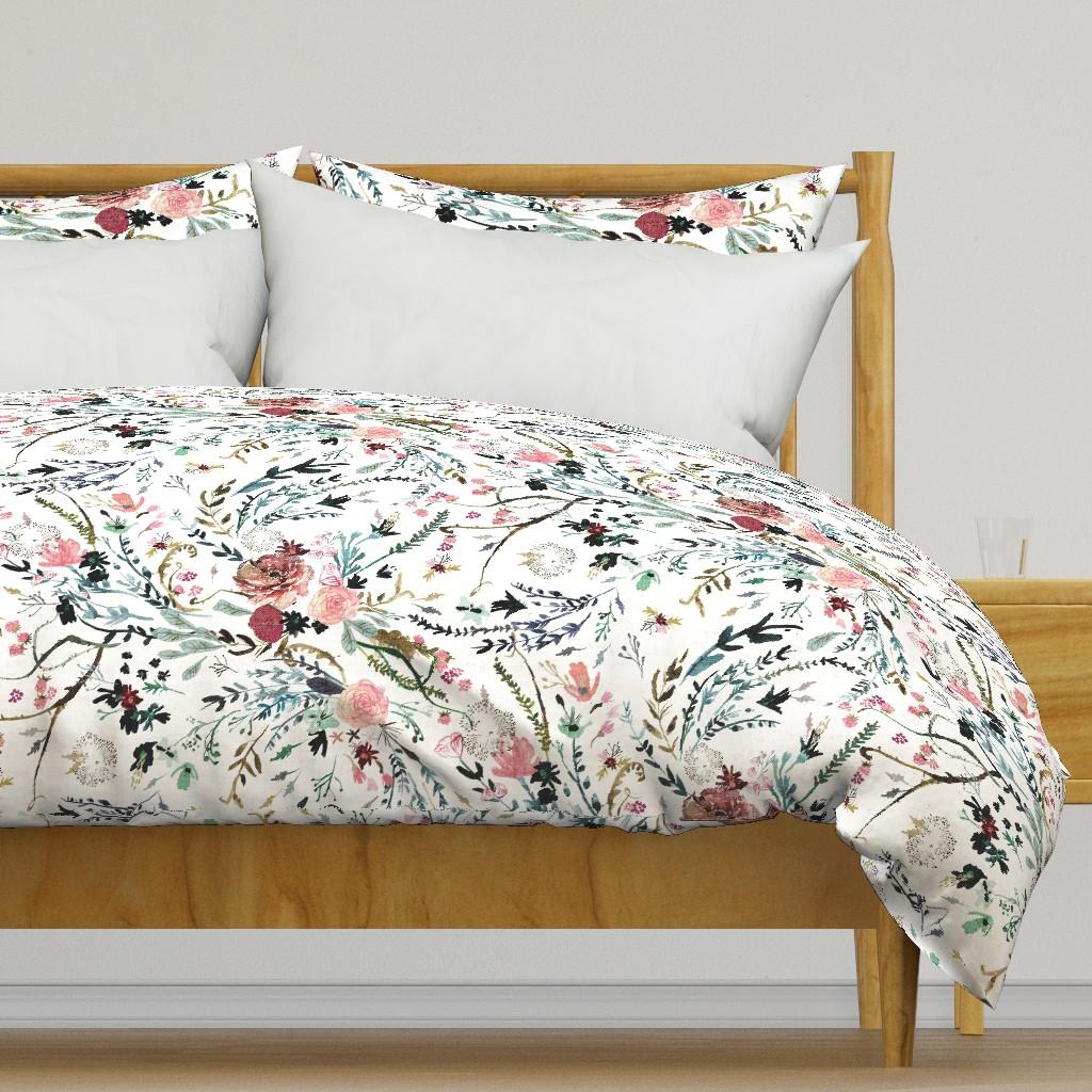 Duvet Covers |   Fable Floral (white) JUMBO Duvet Cover