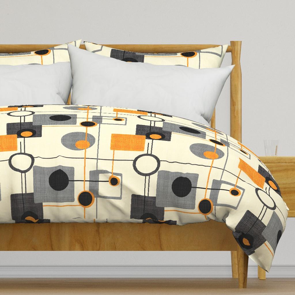 Duvet Covers |   orbs and squares orange and cream Duvet Cover